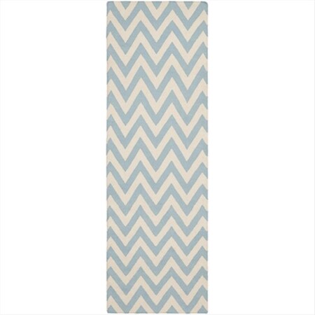 Safavieh 2 Ft. -6 In. X 12 Ft. Runner Contemporary Dhurries- Blue And Ivory- Flatweave Rug DHU557B-212